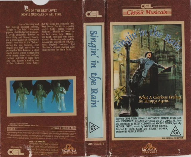 SINGIN' IN THE RAIN - VHS - PAL -As NEW -Cardboard box inserted plastic