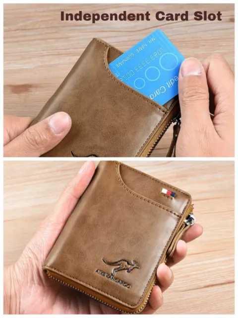 Mens Womens Wallet Credit Card Holder Leather RFID Blocking Zipper Pocket Purse 10