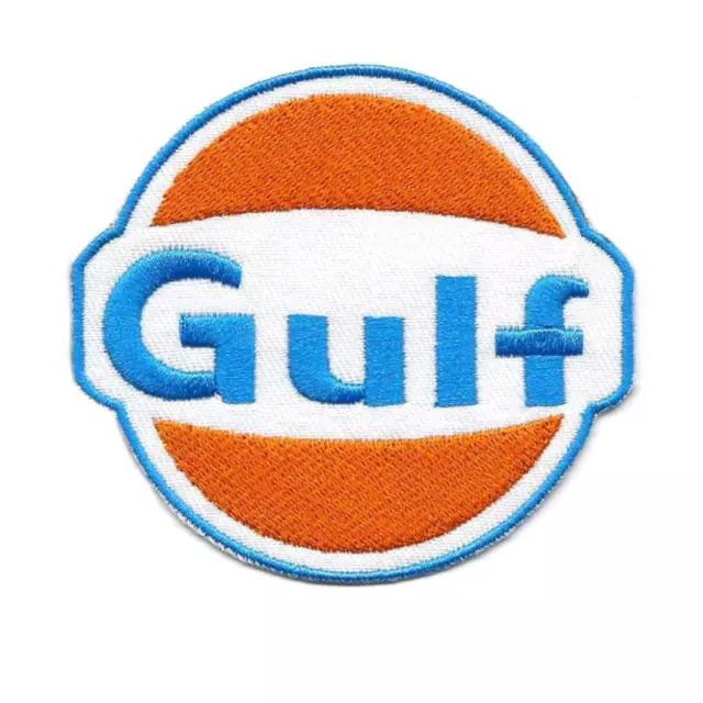 GULF IRON ON PATCH 3" Racing Car Sport Mechanic Gas Station Embroidered Applique