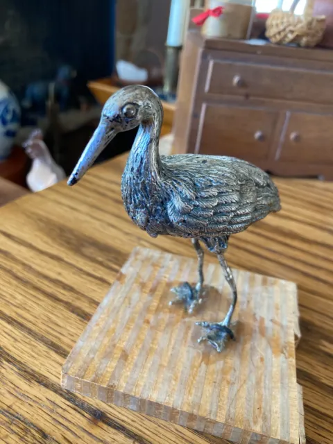 A Very Fine 18Th-19Th Century Silverplate Sculpture Of A Stork, Signed? 2