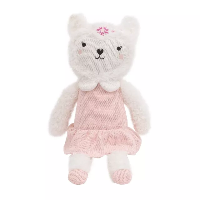 Cuddle Me: Lolly The Llama 12 in. Tall White and Pink Knit Plush Stuffed Animal