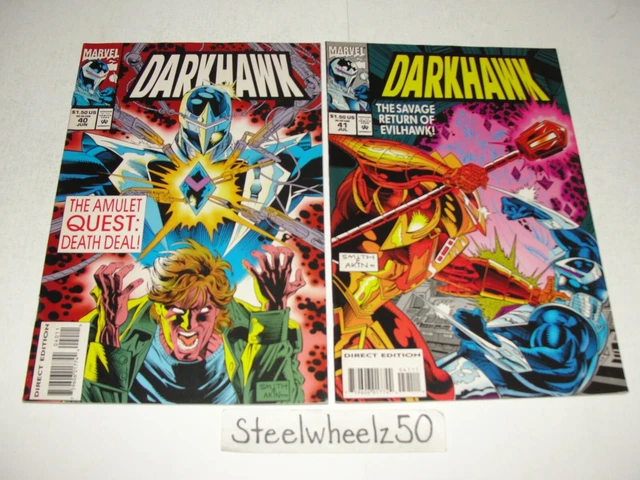 Darkhawk #40 & 41 Comic Lot Marvel 1994 Evilhawk Low Print Danny Fingeroth Smith
