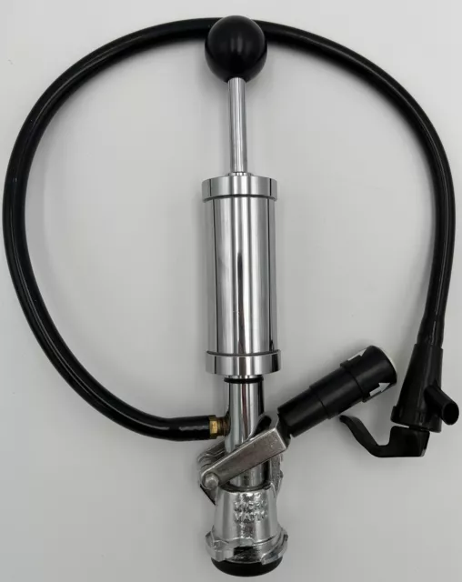 Micro Matic Hand Pump Beer Keg Tap Draft Hose 3/16” ID Chrome & Black - MINT!
