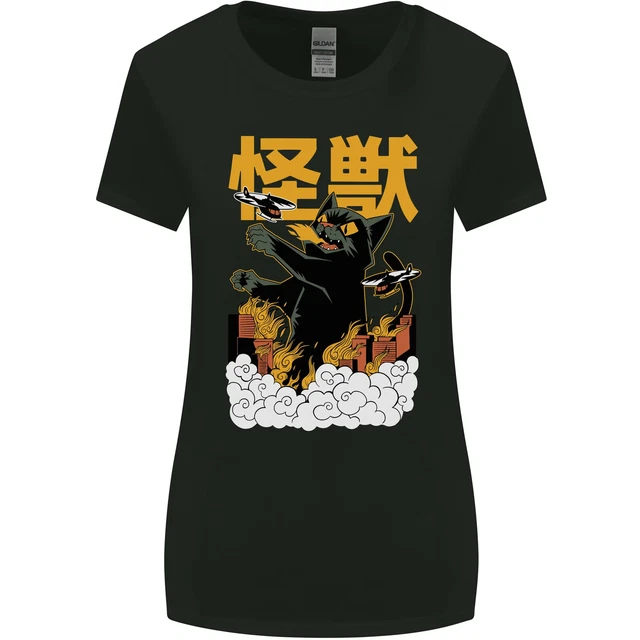 Catzilla Funny Cat Monster Parody Womens Wider Cut T-Shirt