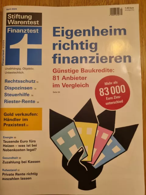 Stiftung Warentest "FINANZTEST" 04/2024 April TOP! NEUWERTIG! Baukredite etc.!