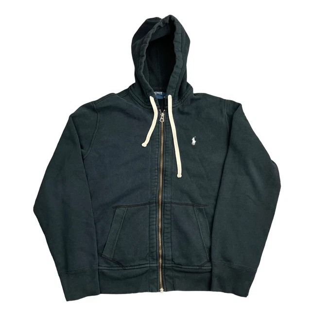 Polo Ralph Lauren Hoodie Full Zip Thermal Waffle Knit Sweatshirt Black Men’s L