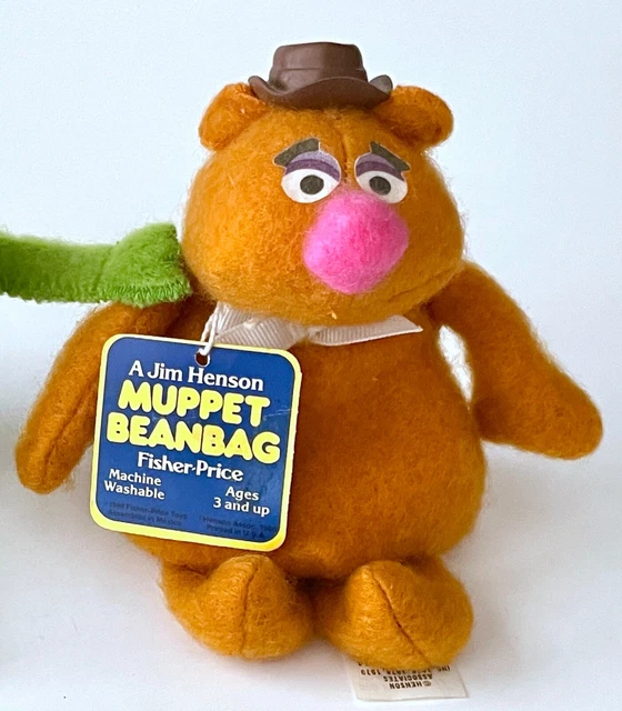 Vintage Muppets 1979 FOZZIE Bear Beanbag Fisher Price Plush Toy 7" Sad Doll MINT