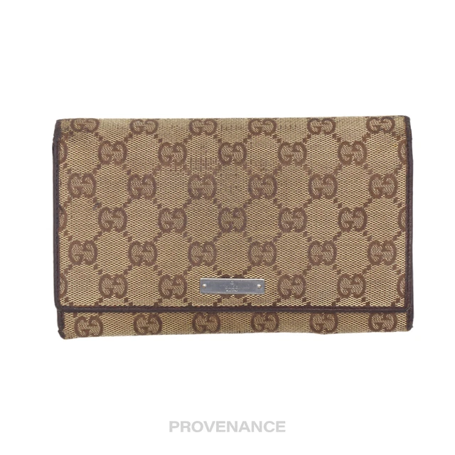 🔴 Gucci Snap Long Wallet - GG Canvas Brown