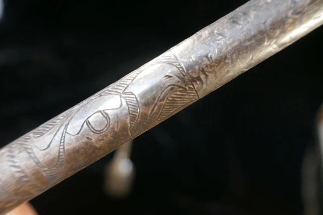Rare Antique (Tlingit) Native Hand Carved silver Salad Set c:1900 Trade item Rare Antique (Tlingit) Native Hand Carved silver Salad Set c:1900 Trade item