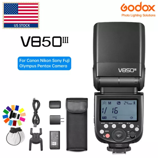 US Godox V850III 2.4G HSS Camera Flash Light Speedlite for Canon Nikon Sony Fuji