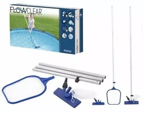 Bestway Maintenance Swimming Pool Cleaner Kit Hand Held Vacuum Skimmer 80" Water