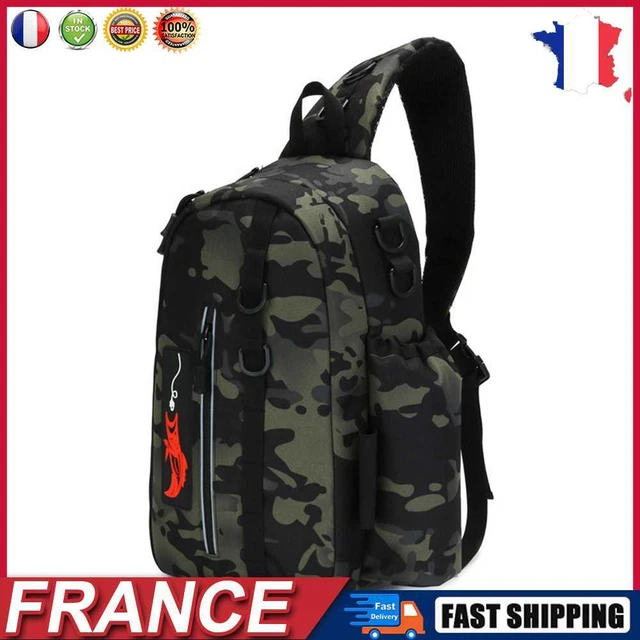 Fishing Bag Lure Shoulder Backpack Tackle Carry Pouch (Dark Camouflage) fr