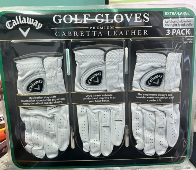 Callaway Golf Gloves Premium 3-Pack Cabretta Leather extra / large  New sealed