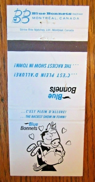 Horse Racing Sports Matchbook Matchcover: 1971 Blue Bonnet (Montreal Quebec) E13