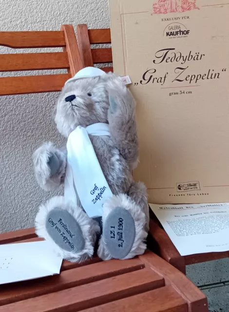 Steiff 655548  Teddybär Graf von Zeppelin grau 34 cm limitiert 1500 Jahr 2000