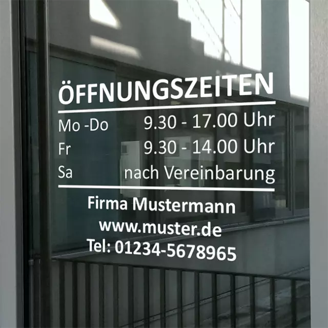 ★★★Aufkleber Folie Öffnungszeiten, Geschäftszeiten, Schaufenster nach Wunsch!★★★