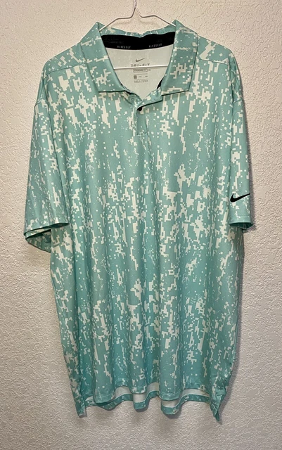 Nike Dry Vapor Digital Camo Golf Polo Teal Tropical Twist CU9533 Men’s Size 2XL
