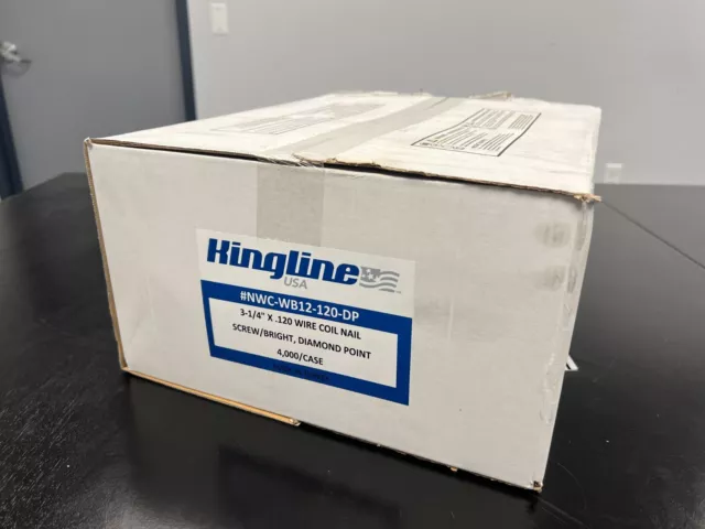 KINGLINE 3-1/4" X .120 Wire Coil Nail, Screw/Bright, Diamond Pt., 4M/Case