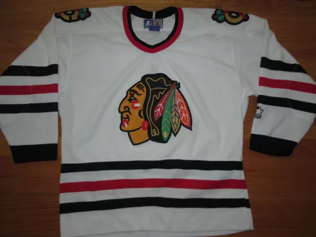 CHICAGO BLACKHAWKS Vintage 1990s White NHL Hockey Starter Jersey jacket Medium