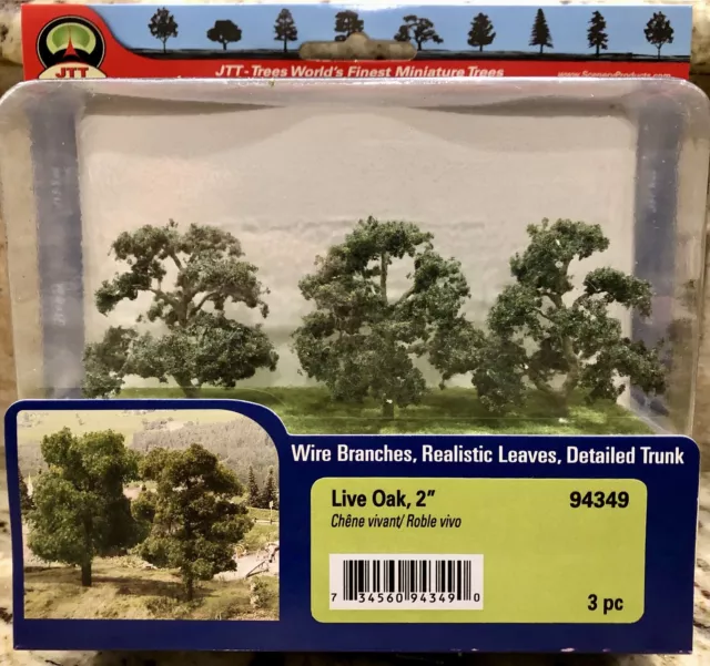 Jtt Scenery 94349 Professional Series 2"  Live Oak Tree  3/Pk N-Scale Jtt94349