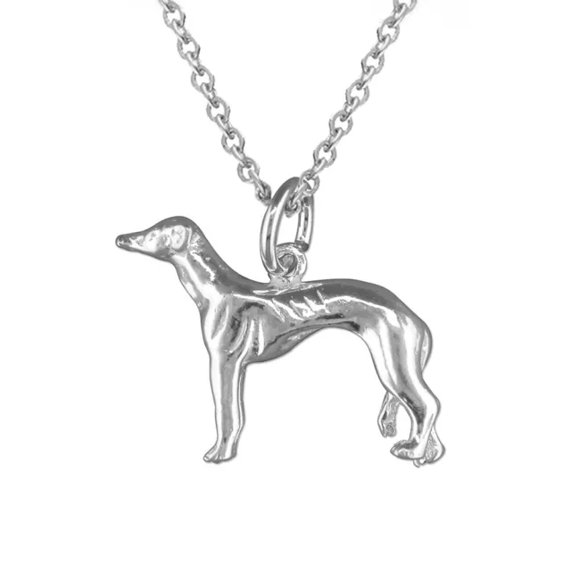 Solid 925 Sterling Silver Greyhound Whippet Pendant Necklace Mothers Day Gift