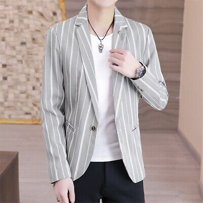 Men's Business Casual Button Slim Fit Suit Coat Tops Spring Work Blazer Jacket