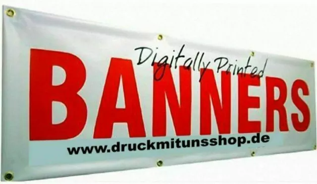 Werbebanner Jahrelang haltbar Bannerwerbung mit Graphik 300 x 70 cm