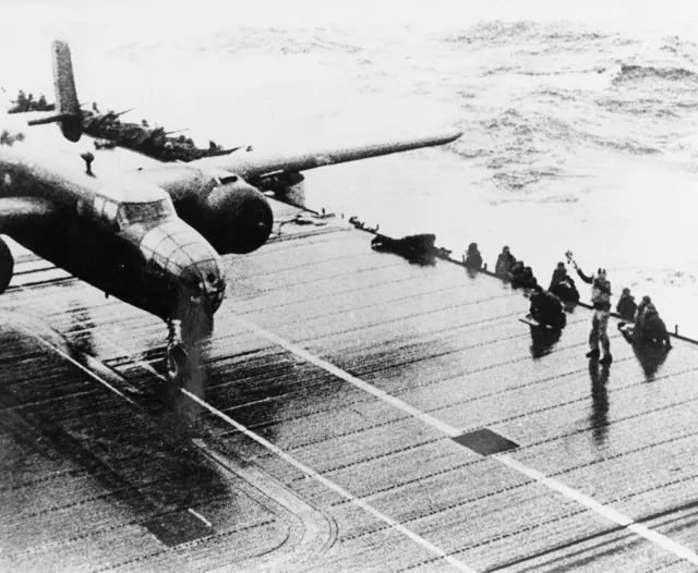 Dolittle Raid B-25B Mitchell Bomber USS Hornet World War II.JPG 8x10 Photo Print