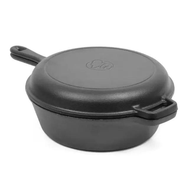 Pre-Seasoned 3 Qt. Cast Iron Dutch Oven with Skillet Lid