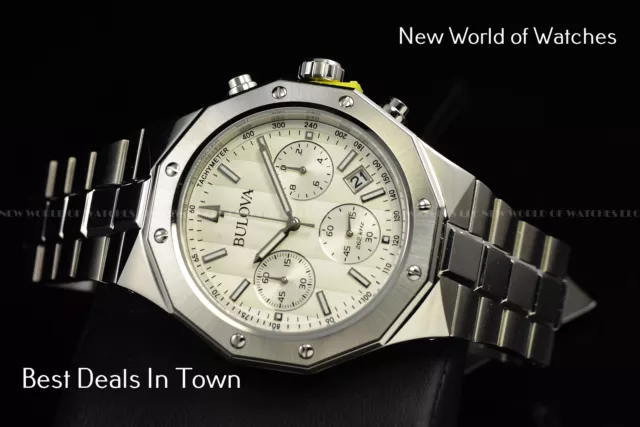 BULOVA MENS CHRONOGRAPH Crystal Dial Two Tone Silver Black Analog Watch C9671454 52.00 PicClick