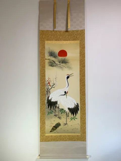 HANGING SCROLL JAPANESE ART Painting kakejiku Vintage Hand Paint PICTURE #918