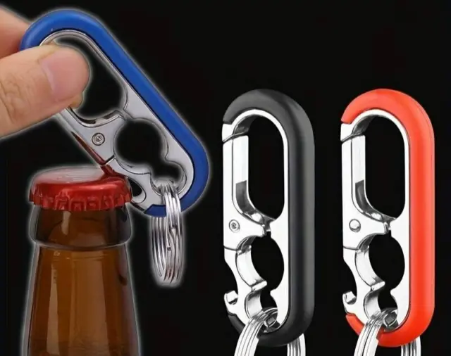 Key Chain  Clip Car Woman Man Heavy Duty Key Ring 2 x Split Ring Bottle Opener