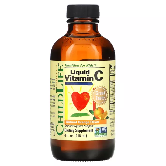 Vitamina C Liquido Shot Naturale Orange Aroma 118,5 ML Di ChildLife Bambini