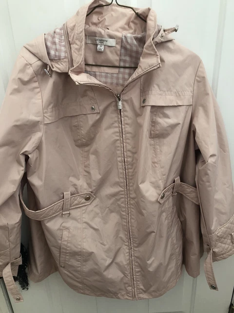 Liz claiborne hooded belted lightweight raincoat sale