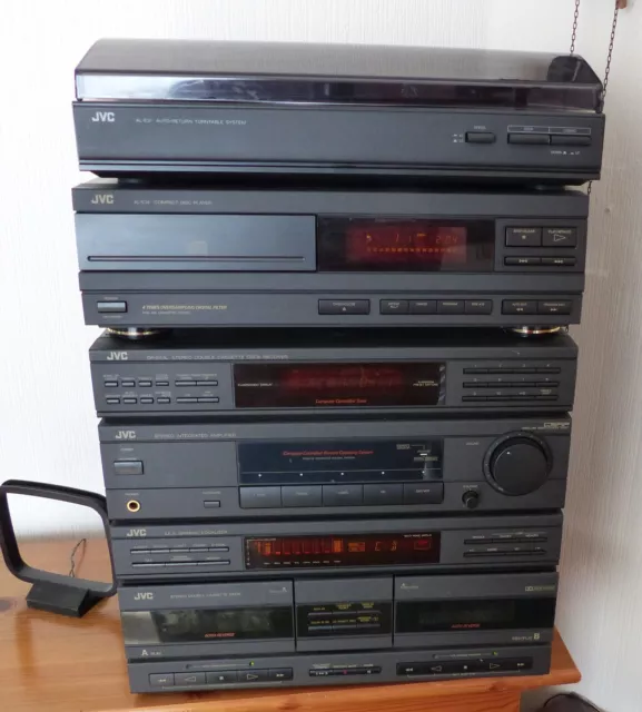 JVC Midi System DR-E53BK/DR-E53LBX Cassette Deck Receiver CD and Turntable