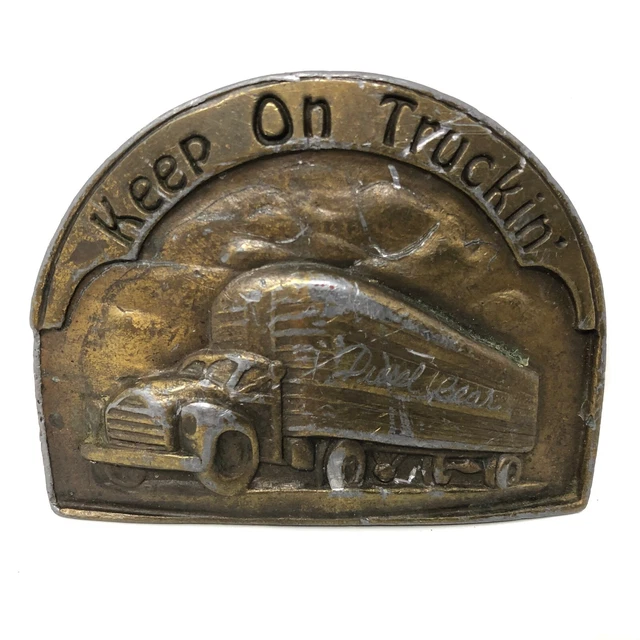 VTG Keep On Truckin' Belt Buckle Trucker Trucking Supply Lines Indiana Diesel