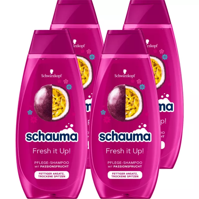 Schauma Fresh para Arriba Cuidado Shampoo Con Fruta de la Pasión 400ml 4er