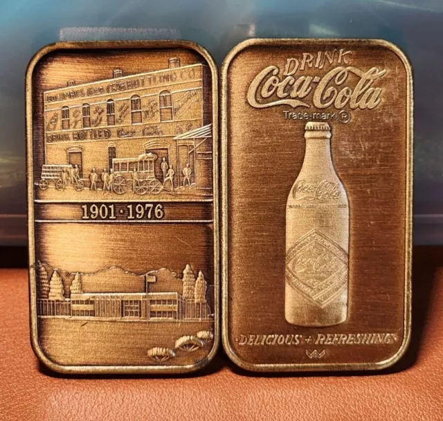 1976 Coca-Cola Norfolk Virginia & Columbus GA 75th Anniversary Bronze Bars Rare