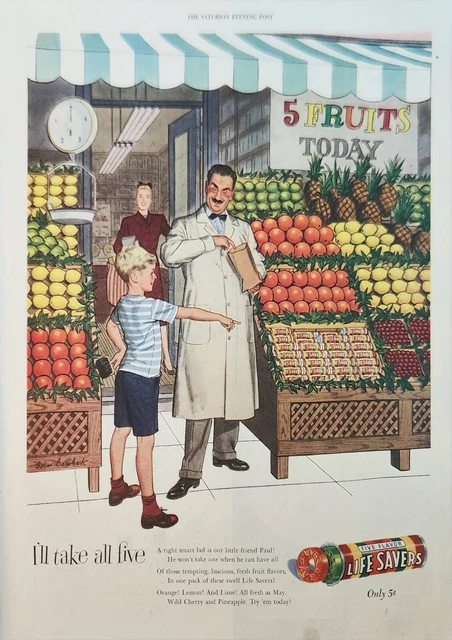 1947 Life Savers Five Flavors Candy Vintage Ad Ill take all five