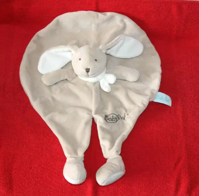 Babynat Doudou Lapin Plat Layette Beige Gris Echarpe Blanc Bn780 Etat Neuf