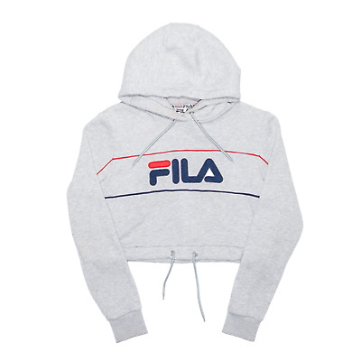FILA Sports Cropped Grey Pullover Hoodie Womens S