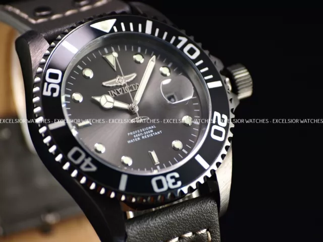 NEW INVICTA MEN 43mm Pro Diver 200m SHARK Dial Black SS Calf