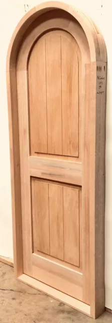 Rustic arched round top top door solid MAHOGANY wood castle winery + trim 3