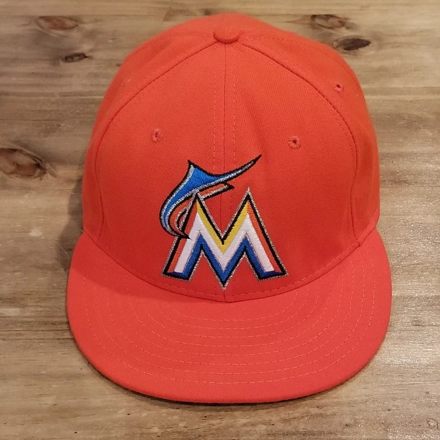 Miami Marlins Hat Cap New Era Size 7 5/8 Fitted Orange On Field 59Fifty MLB