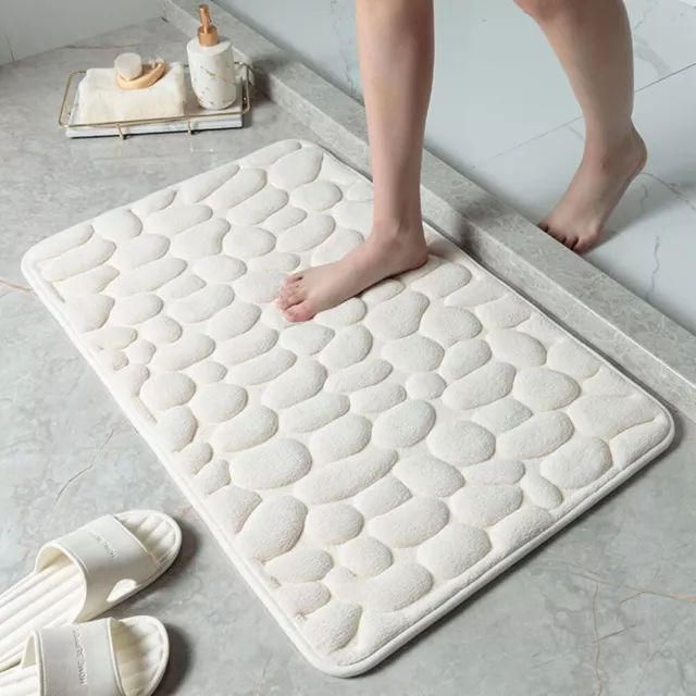 Tapis de salle de bain en mousse à mémoire de forme galets antidérapants doux