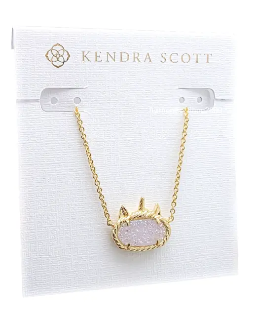 KENDRA SCOTT Womens Iridescent Drusy Elisa Unicorn Pendant Gold Chain Necklace