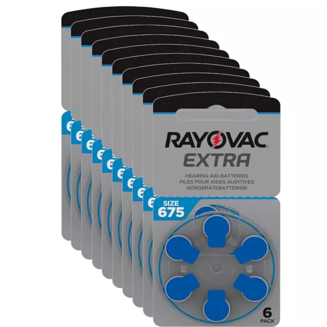 60 Piles Pour Appareil Auditives Auditif Rayovac 675 Extra 675Ae A675 (2031)