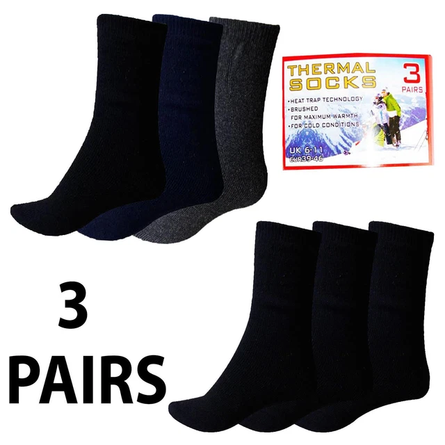 3 Pairs Mens Winter Warm Thermal Socks Thick Outdoor Hiking Snow Boot Socks