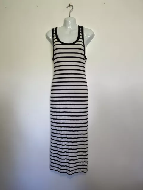 ASOS Design Black White Striped Sleeveless Bodycon Midi Dress - Size 16