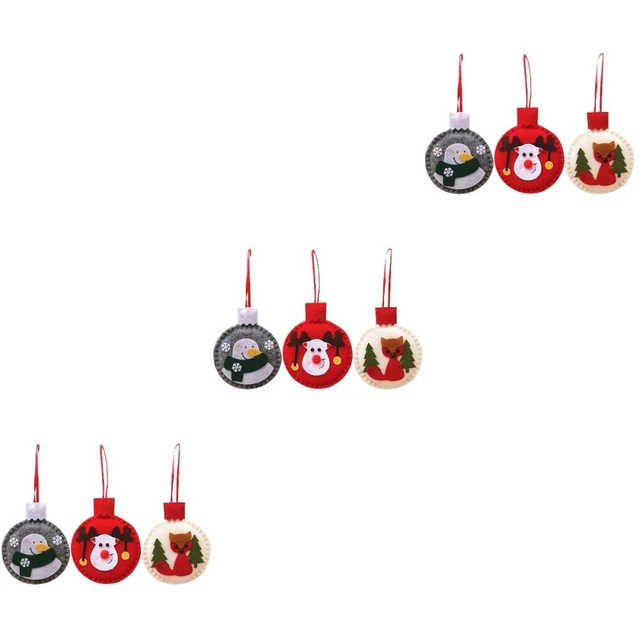 9 Pcs Reindeer Ornment Xmas Hanging Felt Christmas Hanging Decoration
